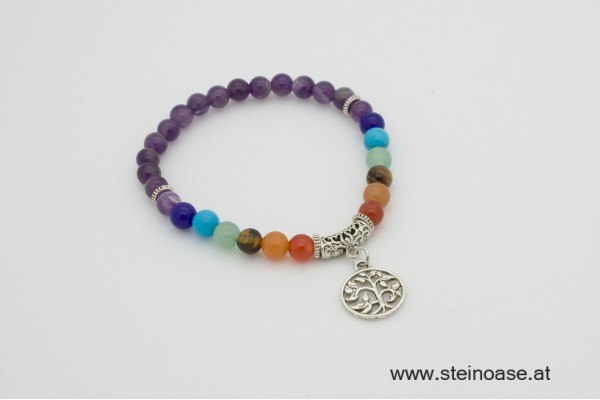 Armband Amethyst "Lebensbaum & Chakra" 